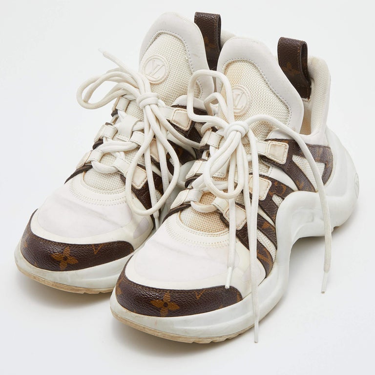 Louis Vuitton White Leather and Monogram Canvas Archlight Sneakers Size  36.5 at 1stDibs