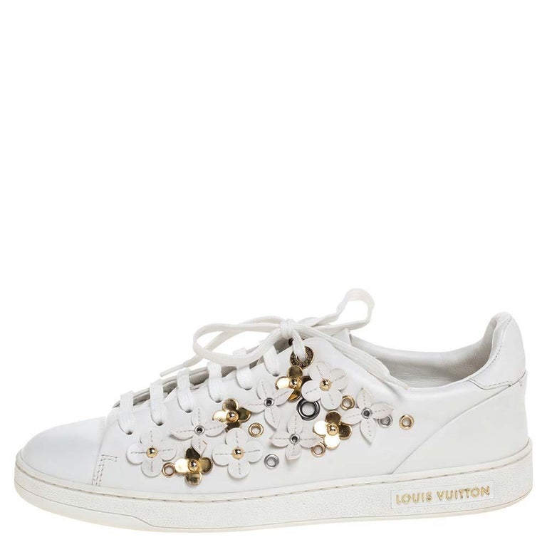 Louis Vuitton White Leather Blossom Floral Embellished Low Top Sneakers  Size 38 at 1stDibs