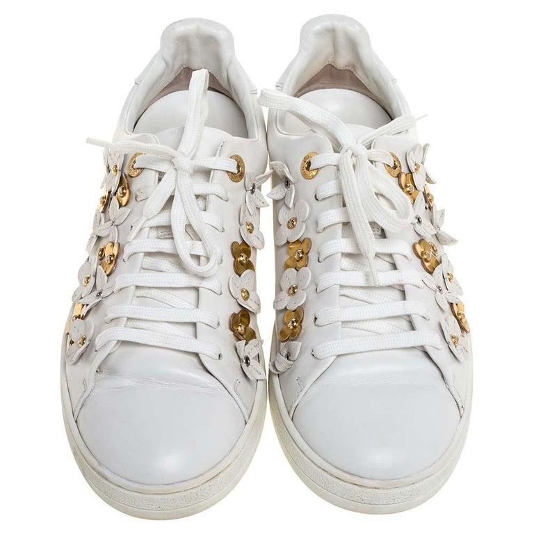 Louis Vuitton White Leather Blossom Floral Embellished Low Top Sneakers ...