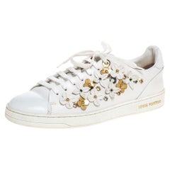 Louis Vuitton Weiß Leder Blossom Floral verschönert Low Top Turnschuhe Größe 38
