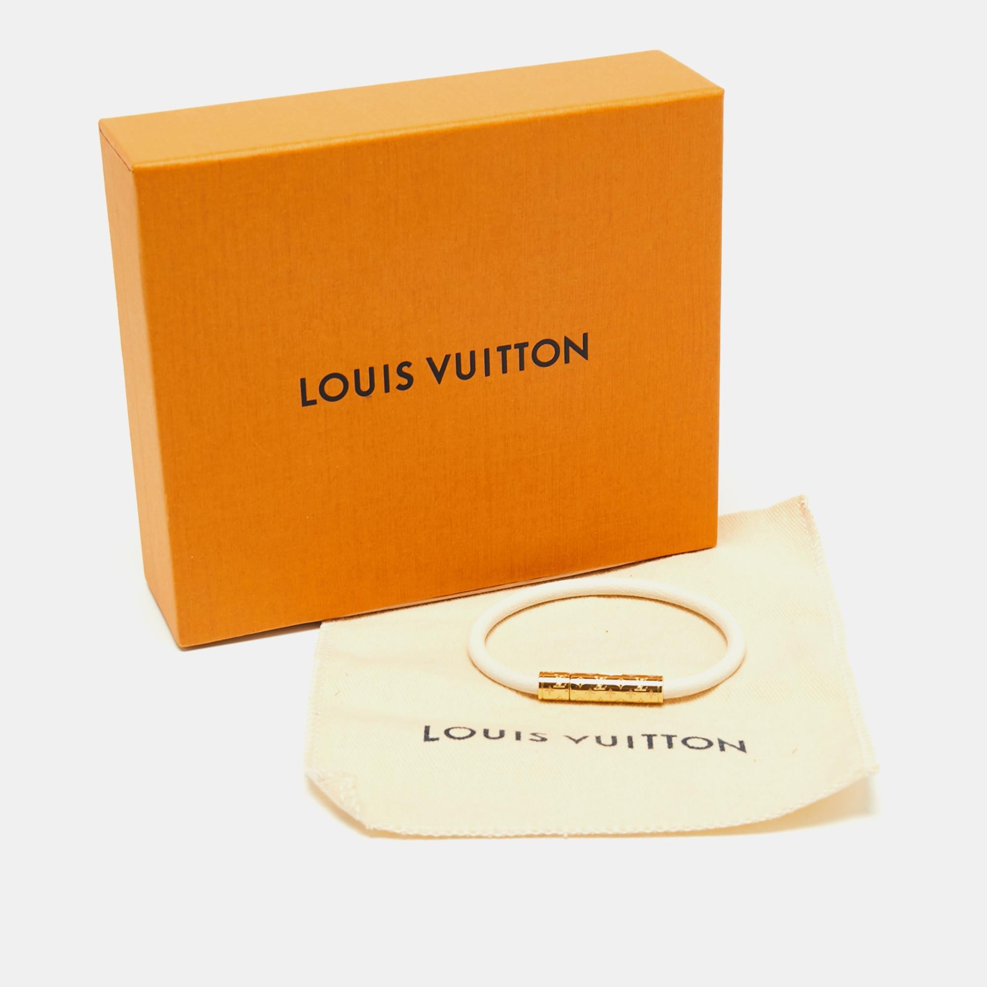 Louis Vuitton White Leather Confidential Bracelet In Good Condition In Dubai, Al Qouz 2