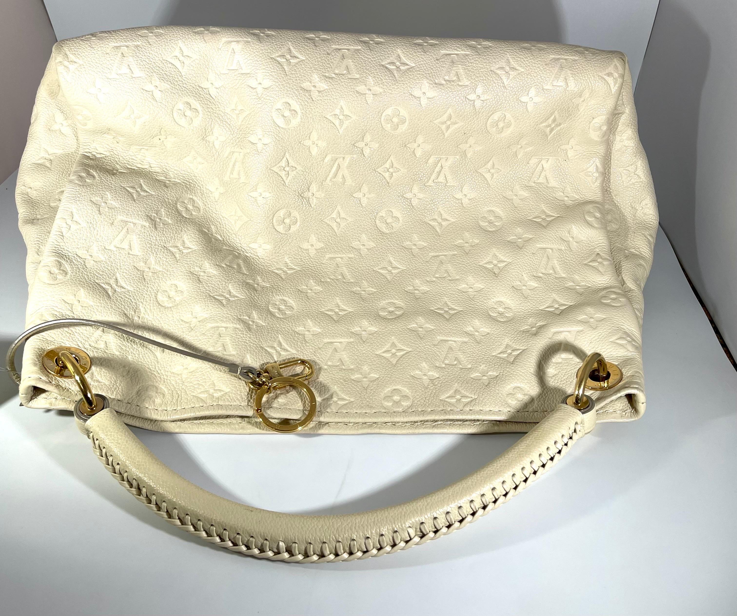 Louis Vuitton White Leather Empreinte Large Hobo Bag Monogram Leather Excellent  4