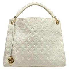 Louis Vuitton Blanco Cuero Empreinte Bolso Hobo Grande Monograma Cuero Excelente