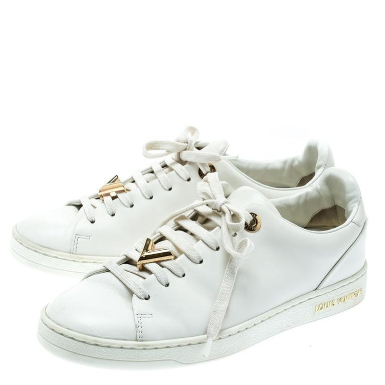 Louis Vuitton White Leather Lace Up Sneakers 35 For Sale at 1stDibs