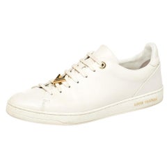 Louis Vuitton White Leather Frontrow Logo Embellished Lace Up Sneakers Size 40