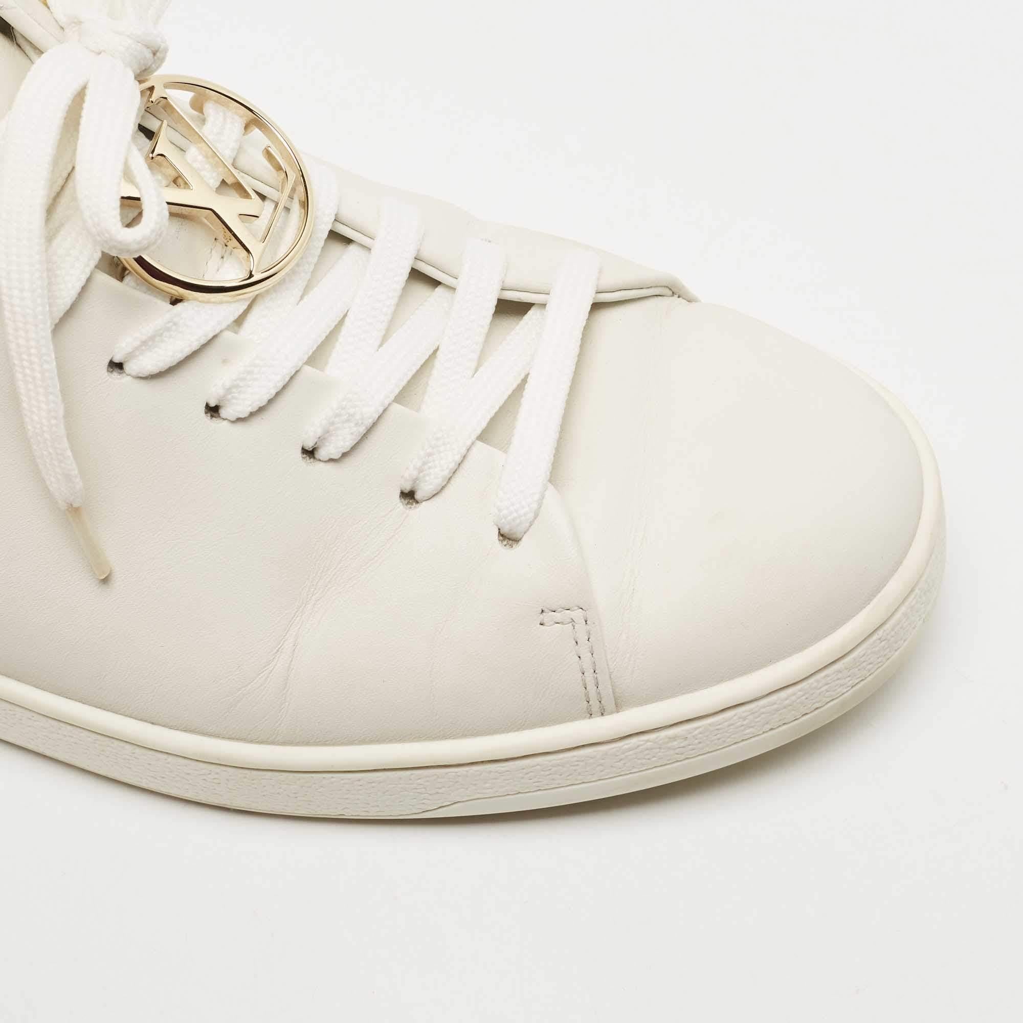 Louis Vuitton White Leather Frontrow Low Top Sneakers Size 37 2