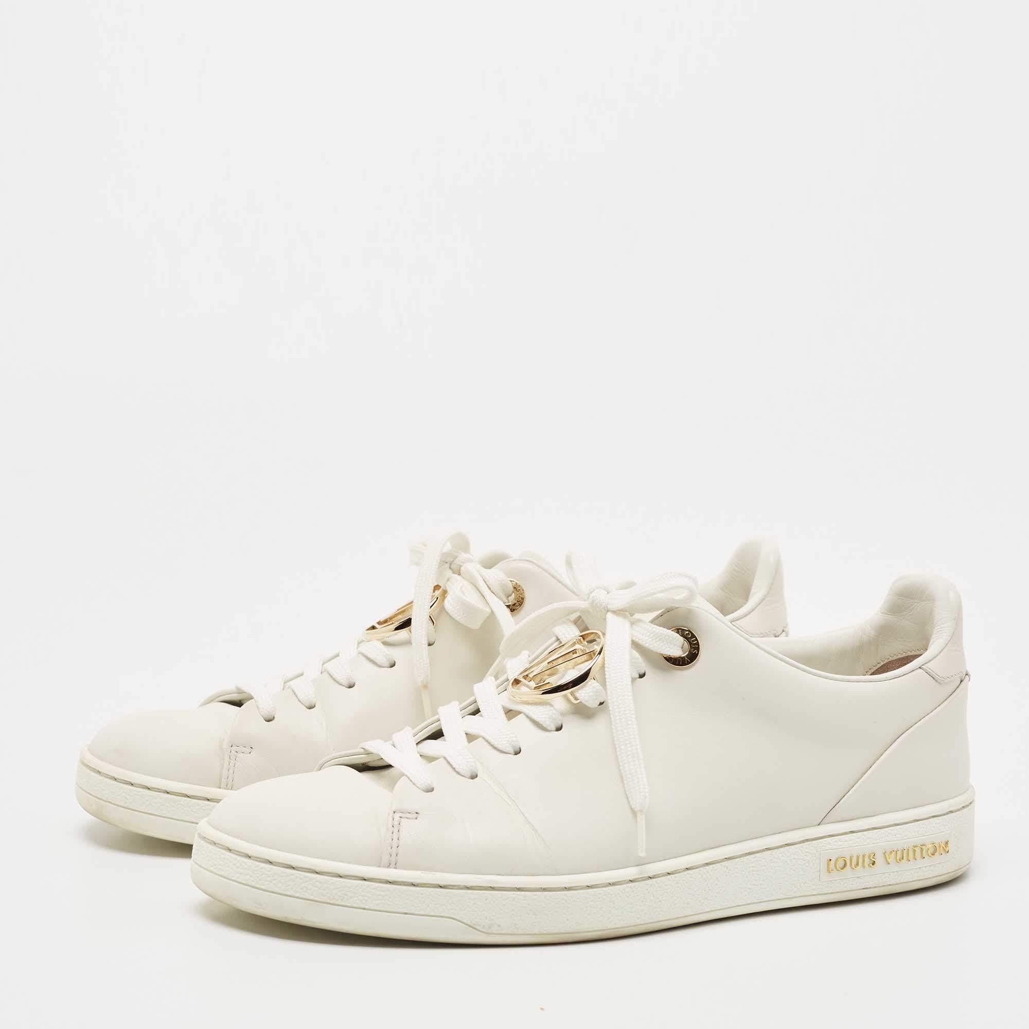 Louis Vuitton White Leather Frontrow Low Top Sneakers Size 37 3