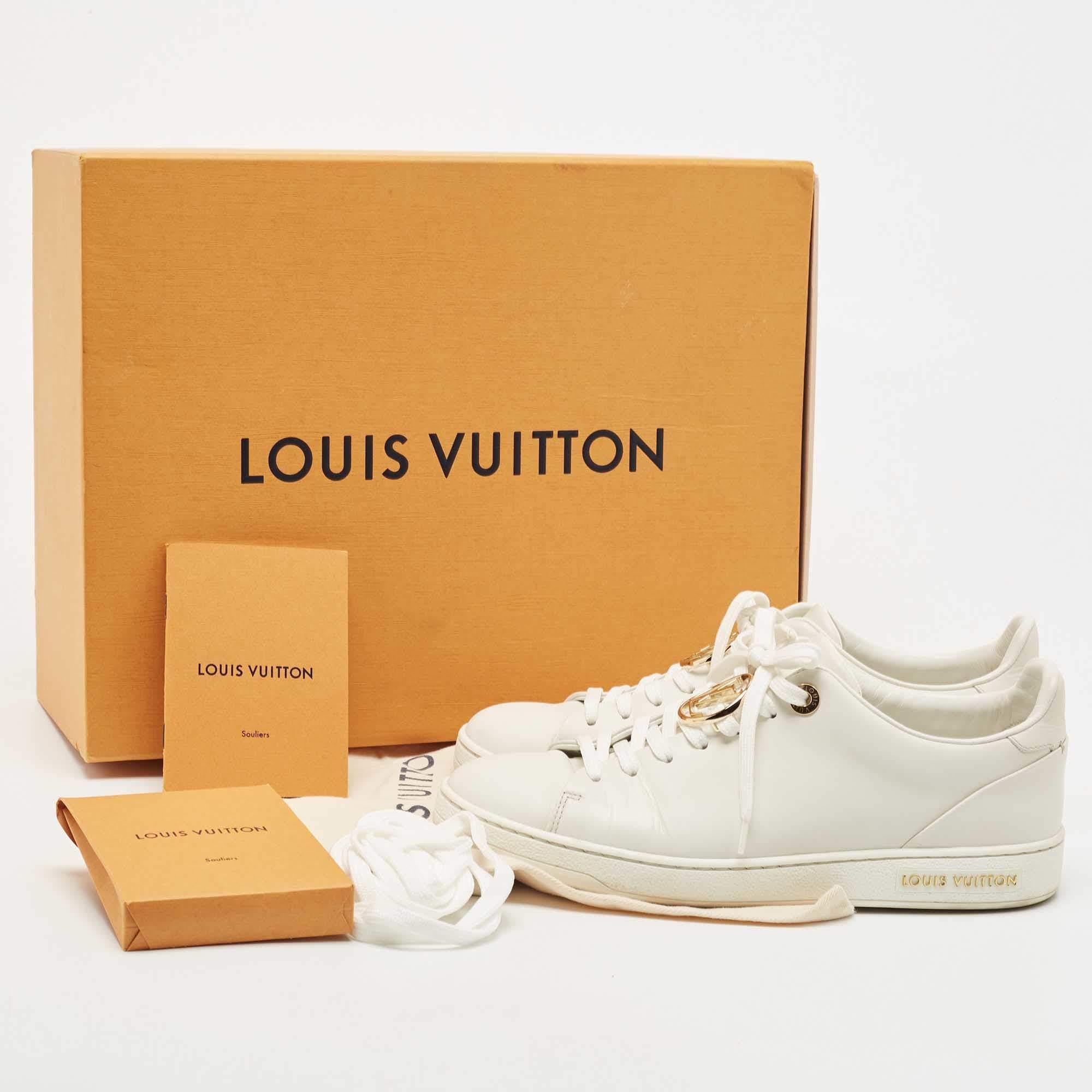Louis Vuitton White Leather Frontrow Low Top Sneakers Size 37 5