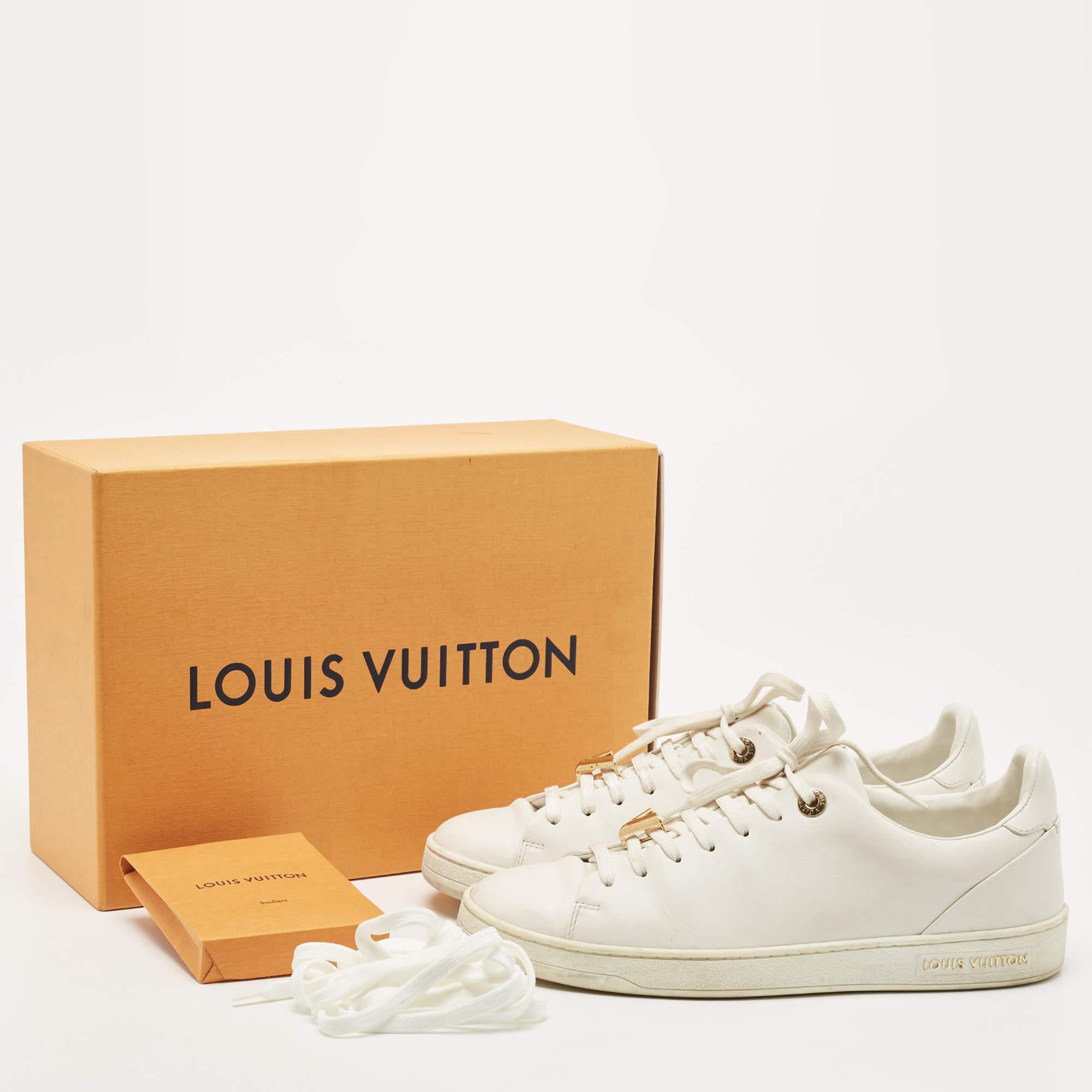 Louis Vuitton White Leather Frontrow Low Top Sneakers Size 37.5 4