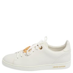 Louis Vuitton White Leather Frontrow Metal Logo Lace Up Sneakers Size 39
