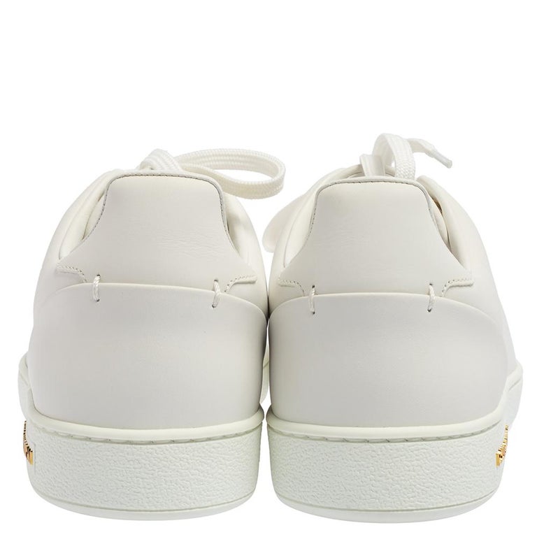 Louis Vuitton White Leather Frontrow Metal Logo Lace Up Sneakers