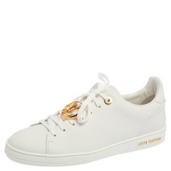 Louis Vuitton White Leather Frontrow Metal Logo Lace Up Sneakers Size 39