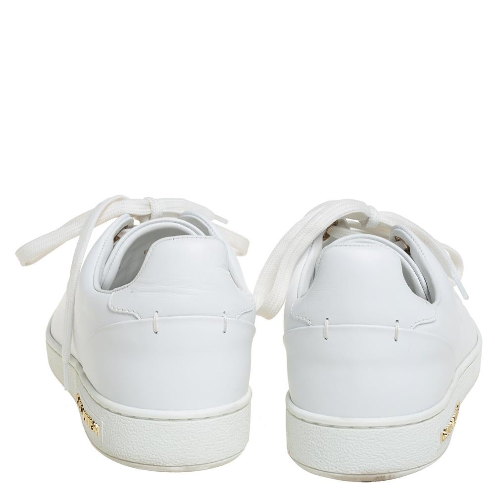 Gray Louis Vuitton White Leather Frontrow Sneakers Size 35
