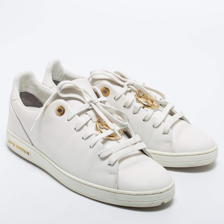 Louis Vuitton White Leather Frontrow Sneakers Size 37.5 For Sale at 1stDibs