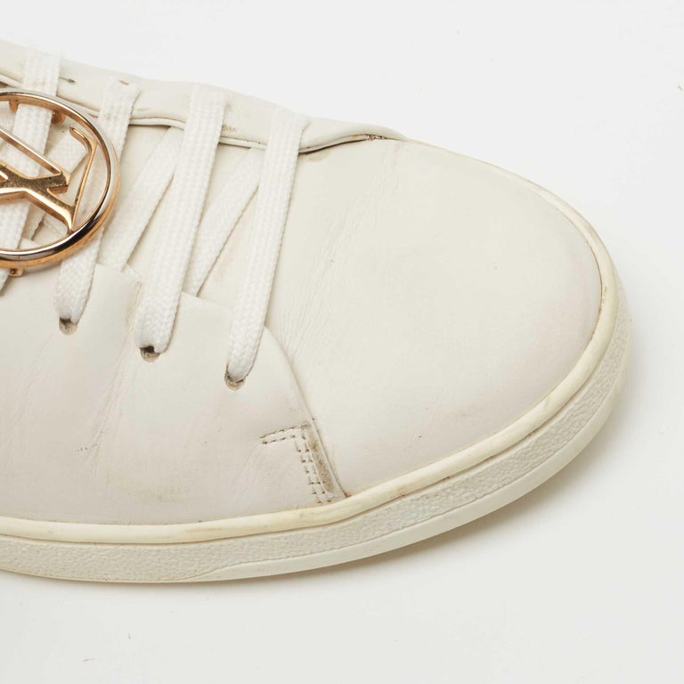 Louis Vuitton White Leather Frontrow Low Top Sneakers Size 37 For Sale at  1stDibs