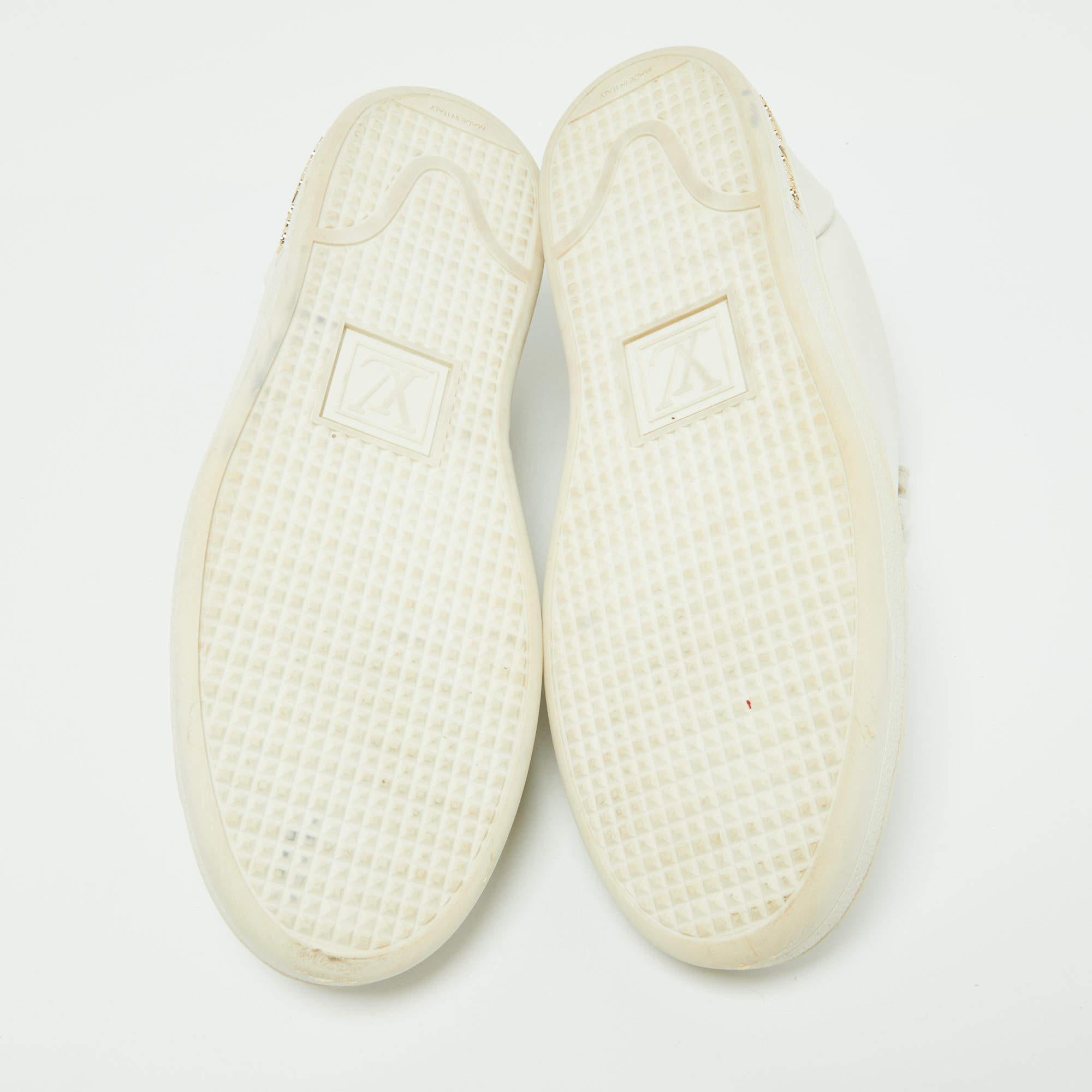 Louis Vuitton White Leather Frontrow Sneakers Size 39 For Sale 1