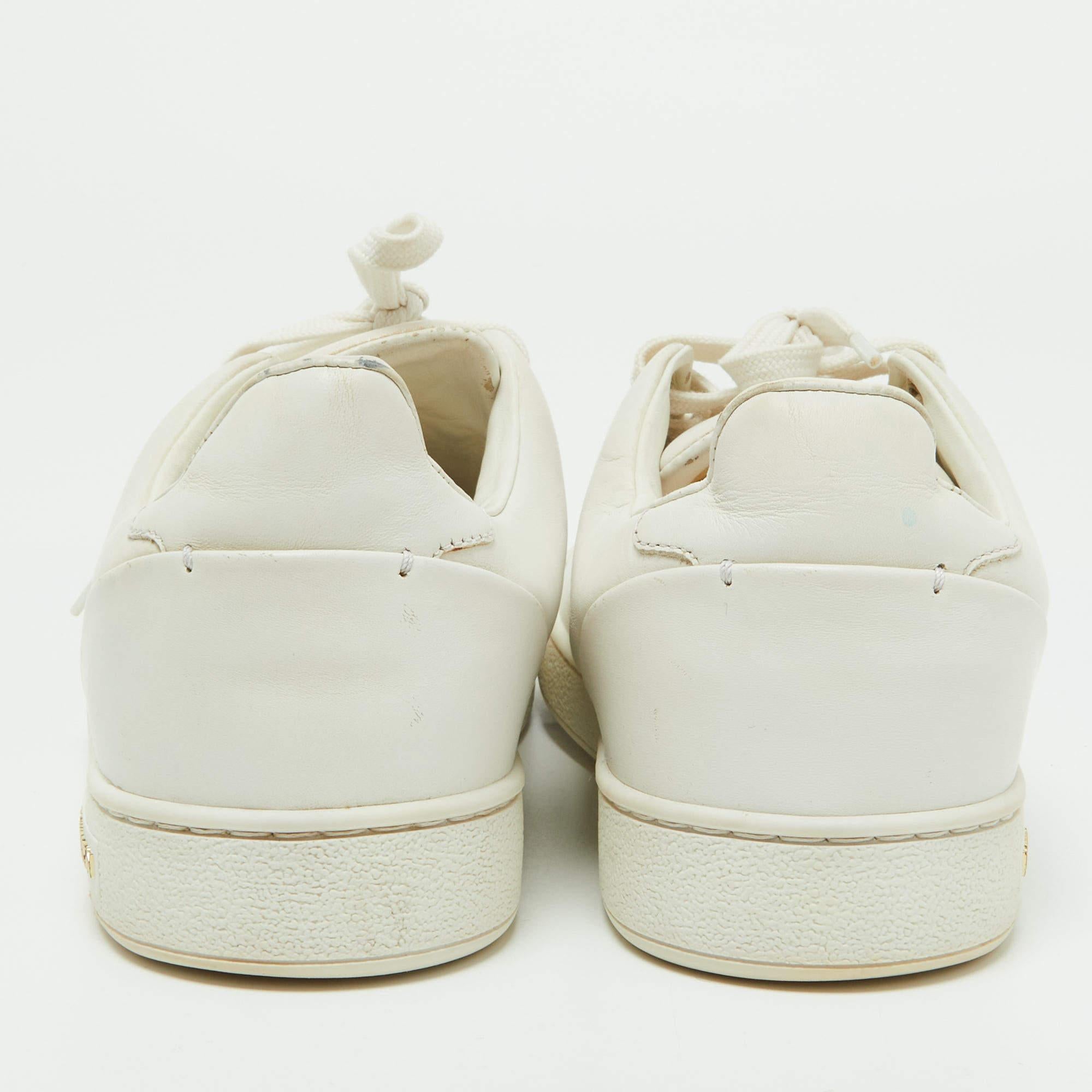 Louis Vuitton White Leather Frontrow Sneakers Size 39 For Sale 2