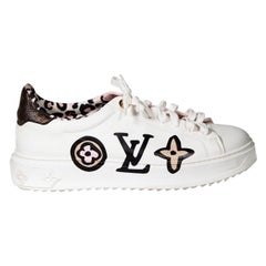 Louis Vuitton White Leather Graffiti Logo Trainers Size IT 39