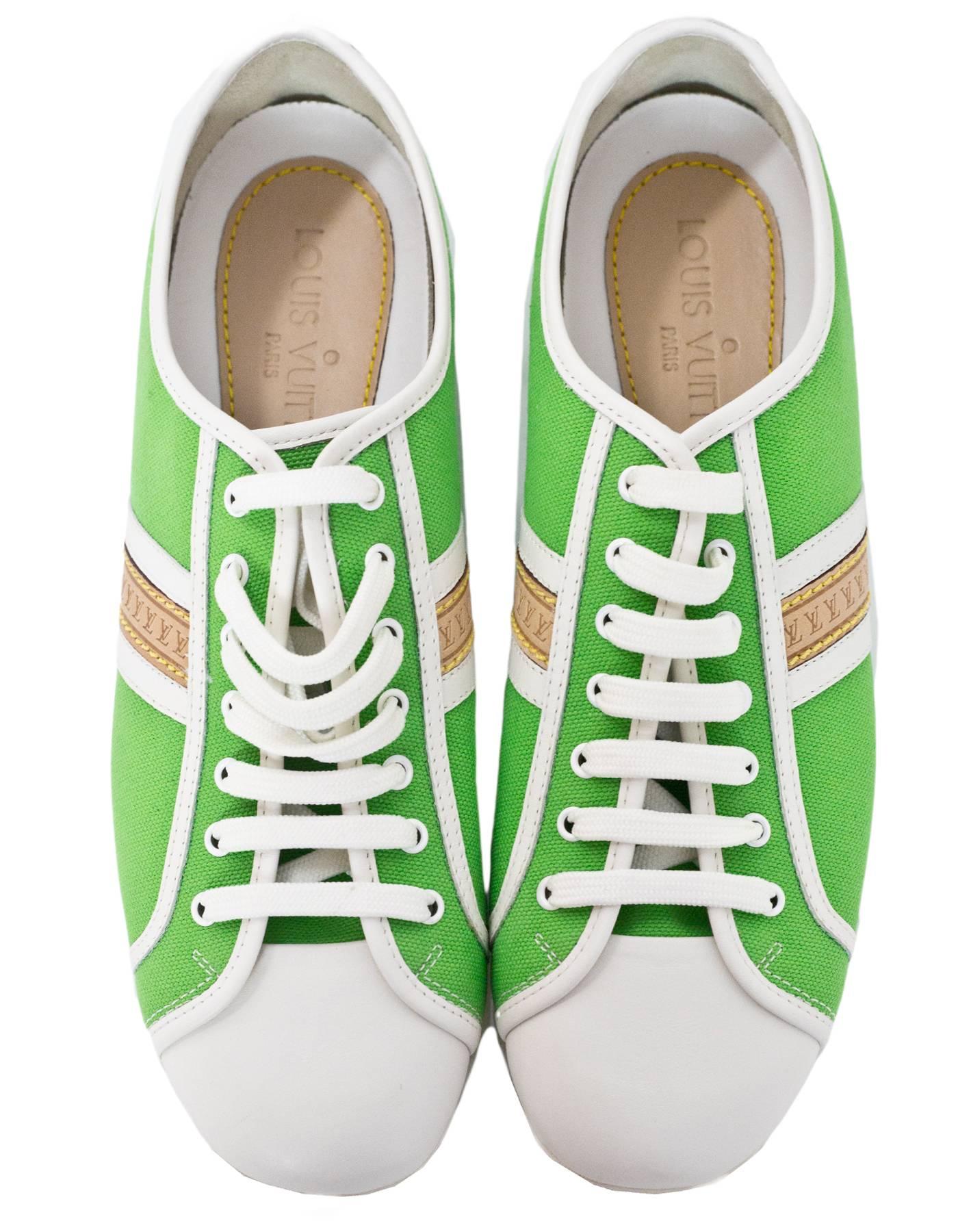 louis vuitton green and white sneakers