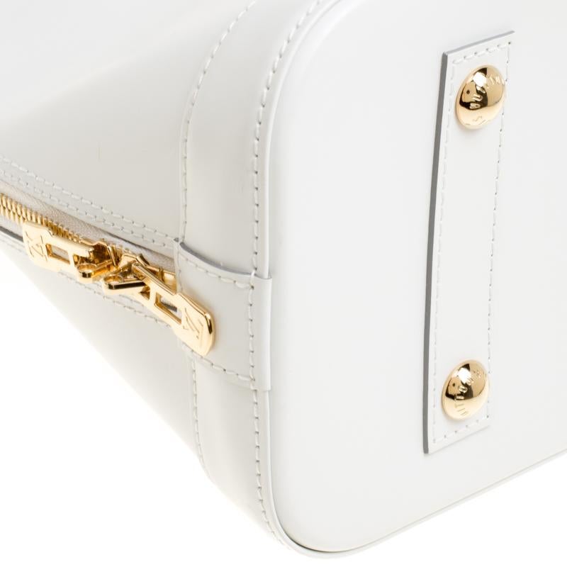 Gray Louis Vuitton White Leather Limited Edition Mars 2015 Alma PM Bag