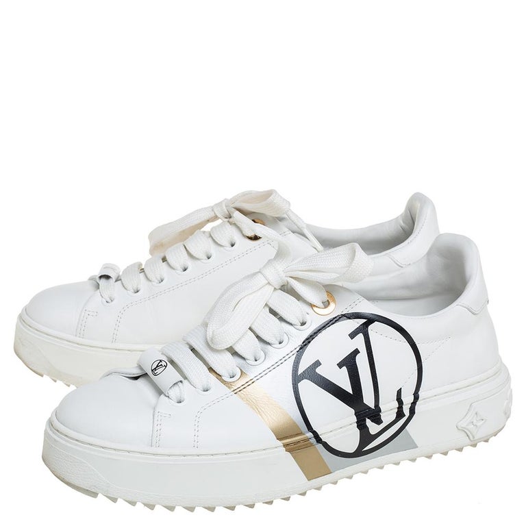 Louis Vuitton White Leather Logo Time Out Sneakers Size 36