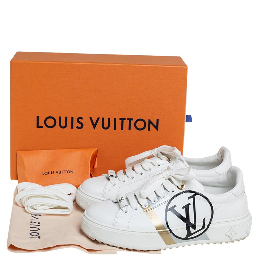 Women's Louis Vuitton White Leather Logo Time Out Sneakers Size 36