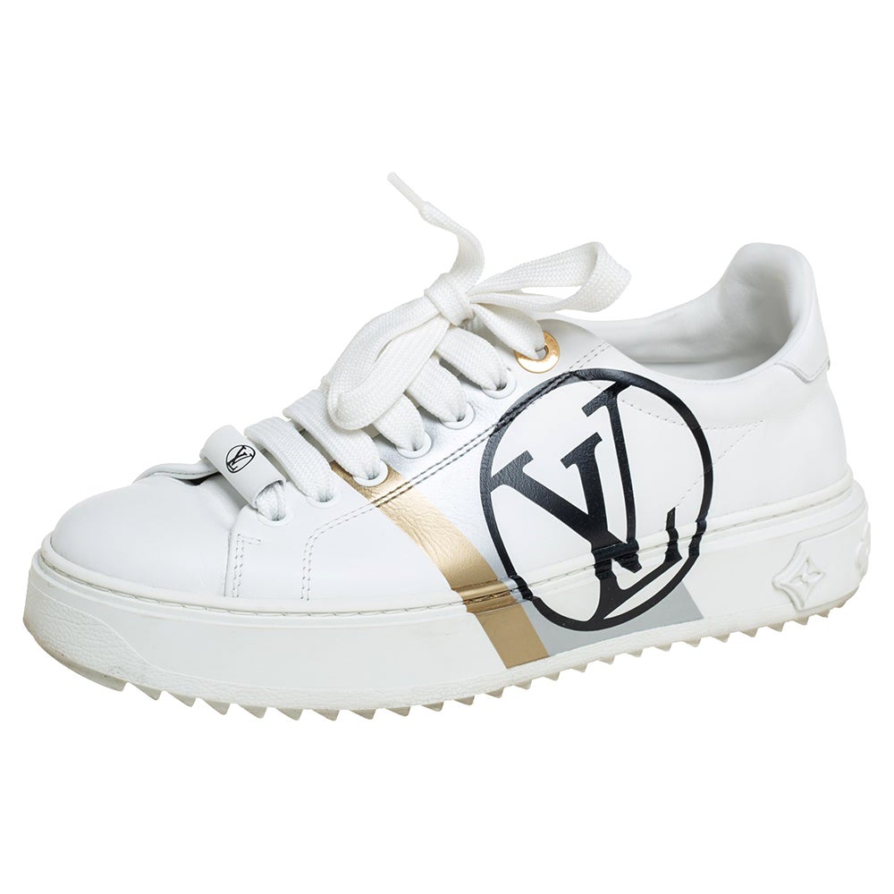 Louis Vuitton Weiß Leder Logo Time Out Turnschuhe Größe 36