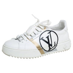 Louis Vuitton Weiß Leder Logo Time Out Turnschuhe Größe 36
