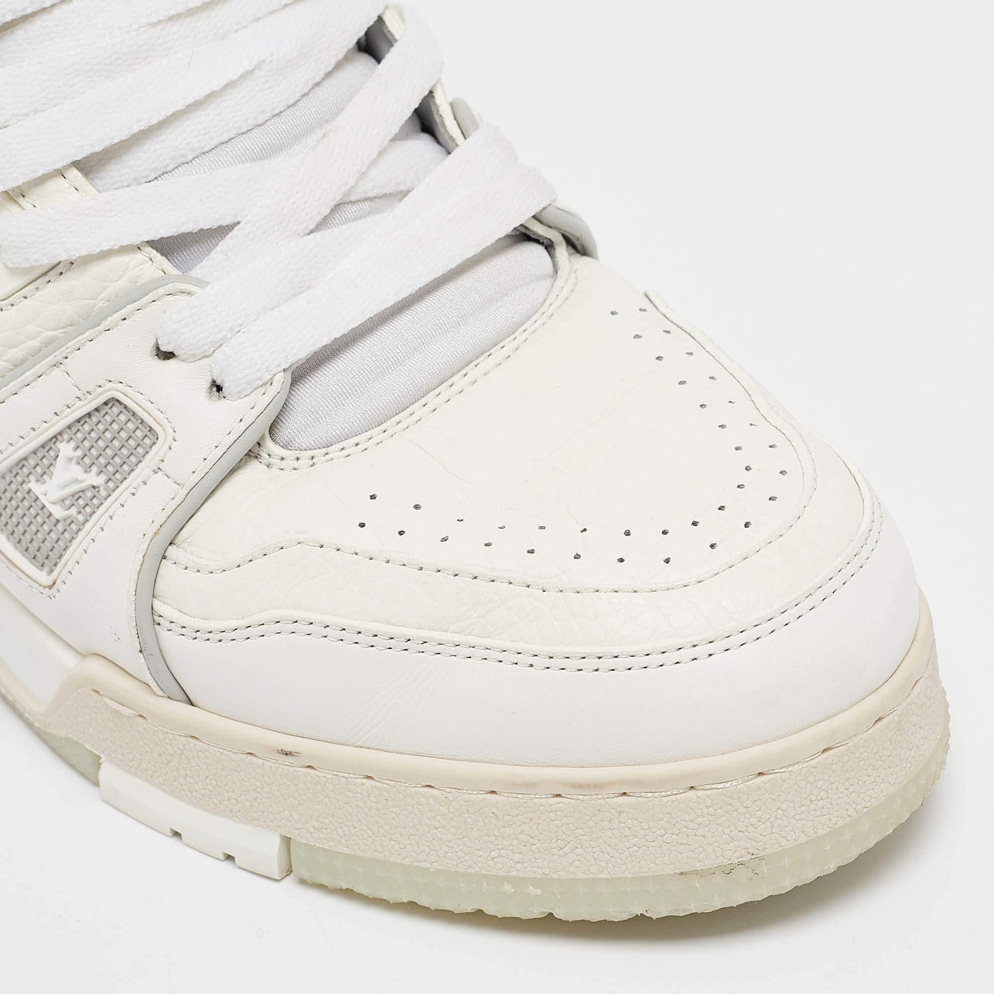 Louis Vuitton White Leather LV Trainer Sneakers Size 40.5 2