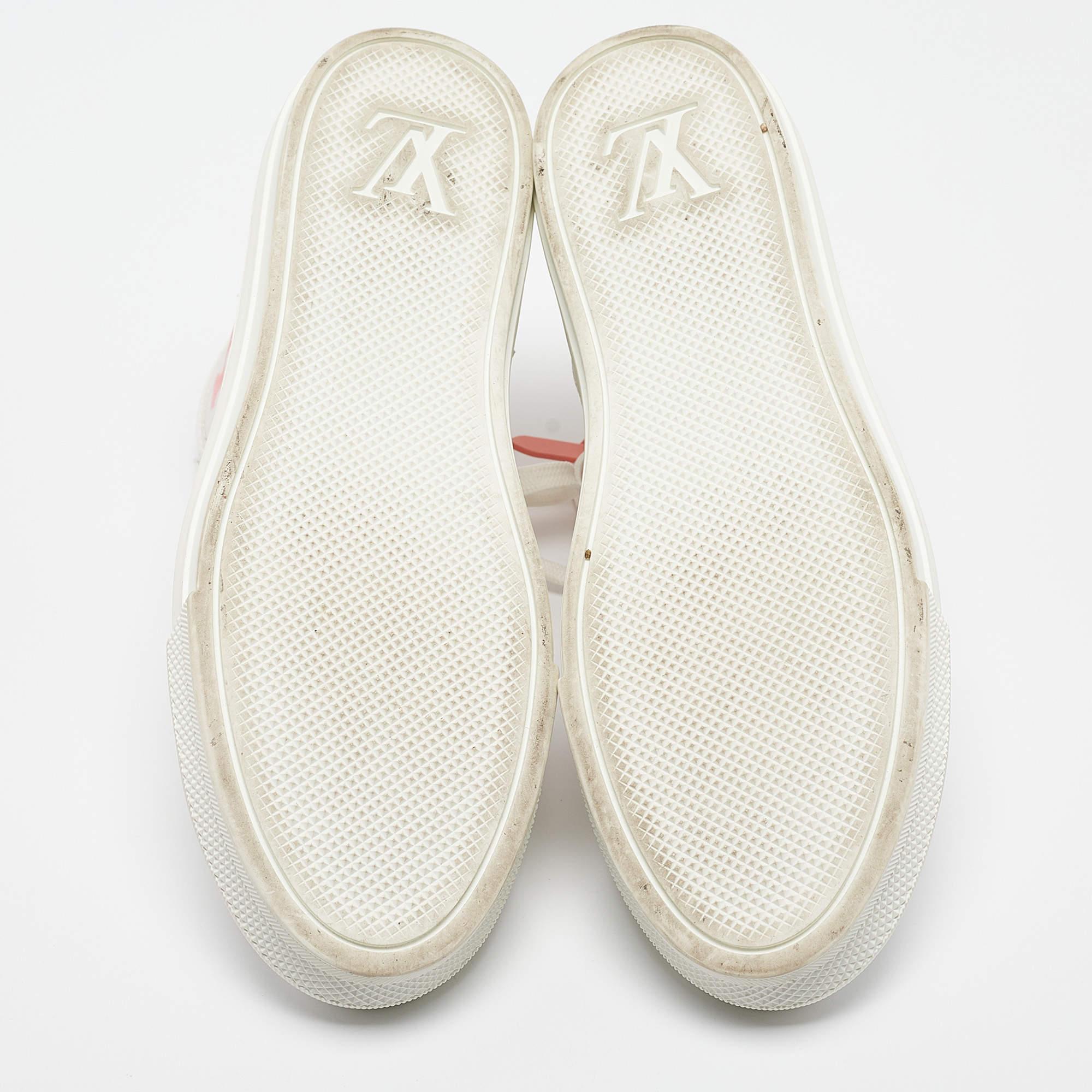 Louis Vuitton White Leather Mesh and Leather Stellar Sneakers Size 37.5 For Sale 1