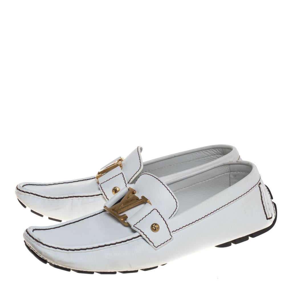 Louis Vuitton White Leather Monte Carlo Loafers Size 42 2