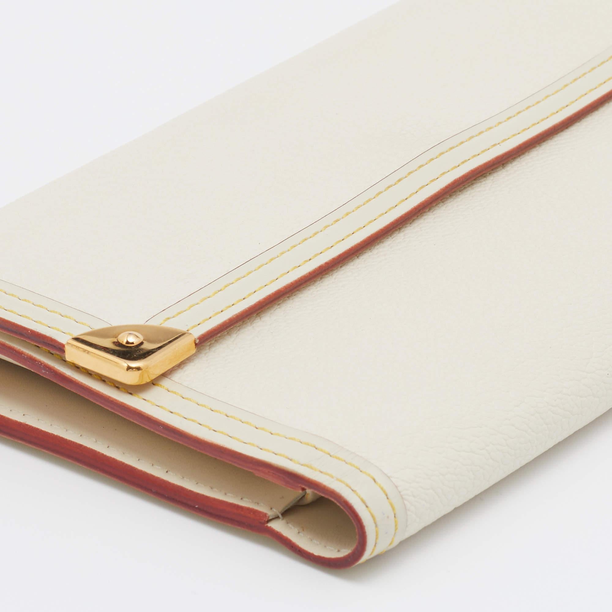 Louis Vuitton White Leather Porte Tresor International Trifold Wallet For Sale 7