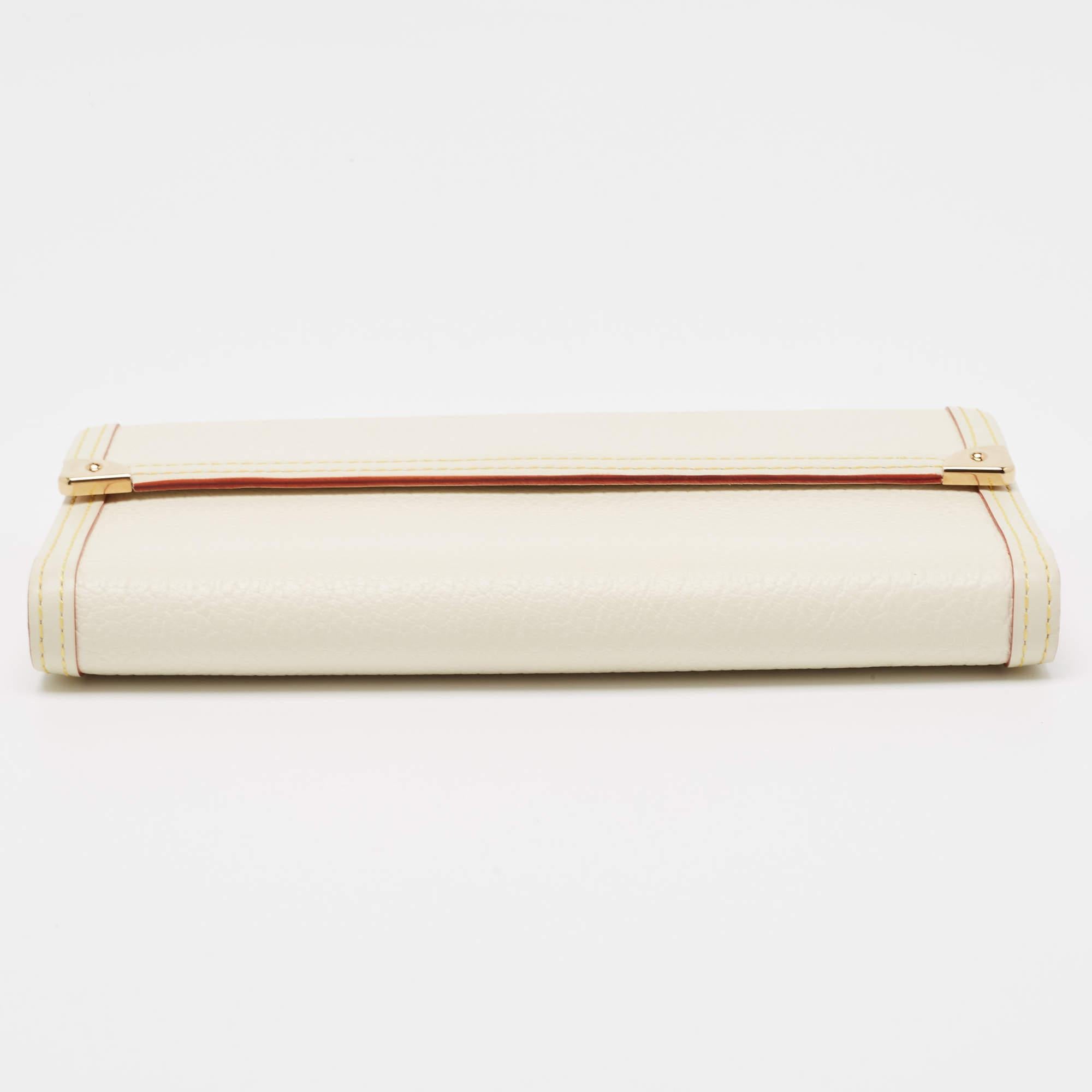 Women's Louis Vuitton White Leather Porte Tresor International Trifold Wallet For Sale