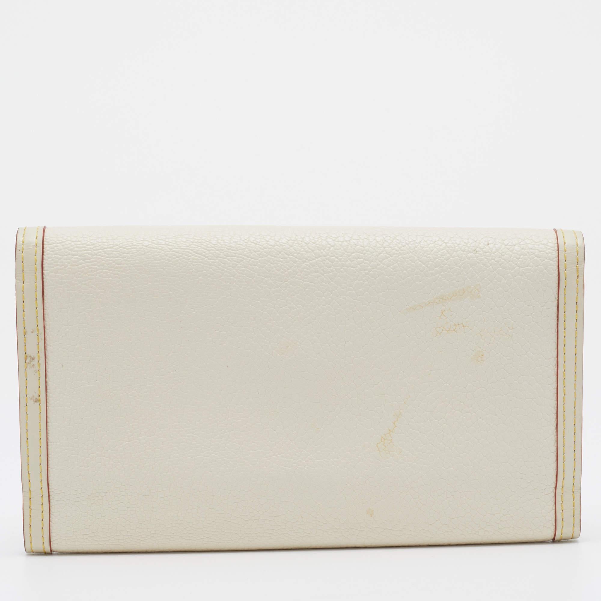 Louis Vuitton White Leather Porte Tresor International Trifold Wallet For Sale 1