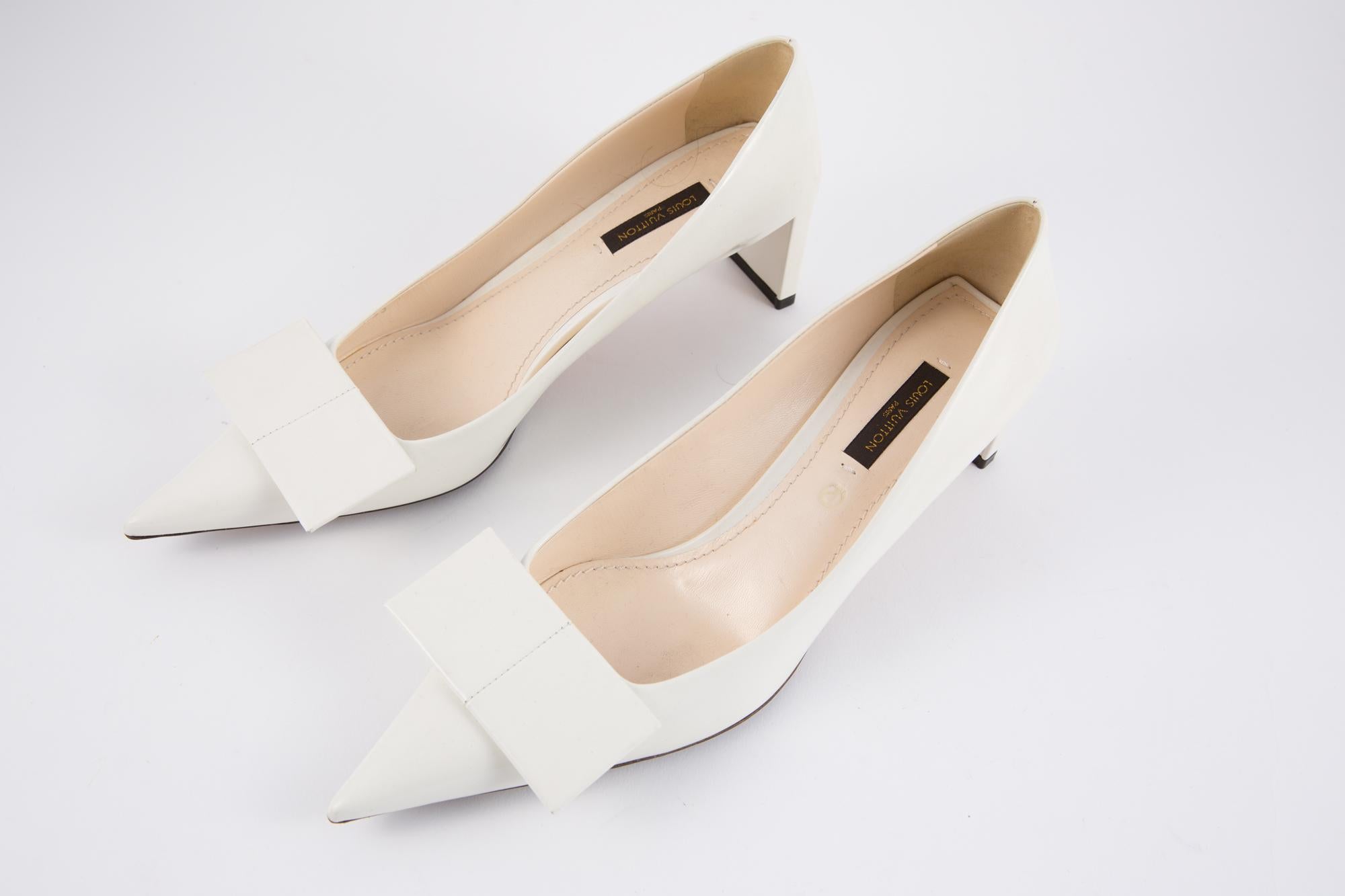 louis vuitton white heels