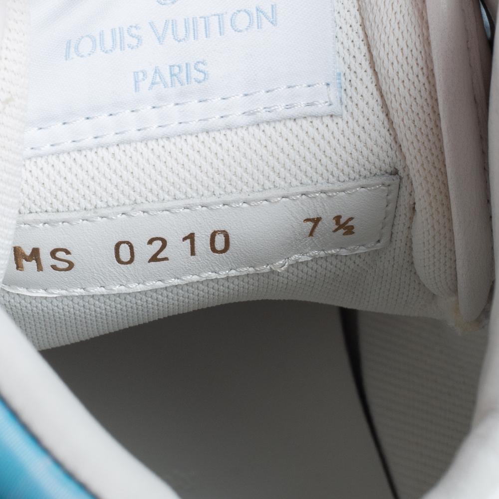 Gray Louis Vuitton White Leather Rivoli High Top Sneakers Size 41.5