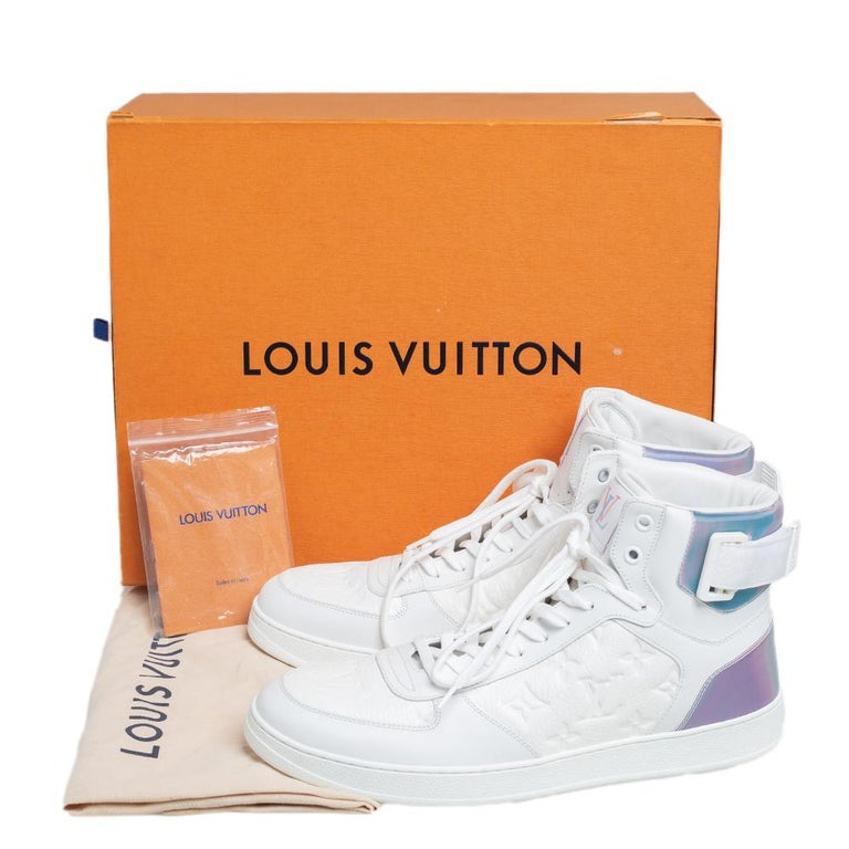 Sold at Auction: Louis Vuitton New Rivoli Strap Sneakers Monogram LV White  Grey Hightop US 7 - 6