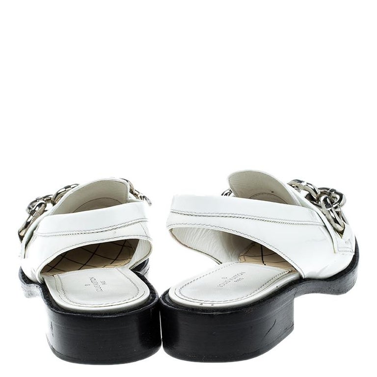 Louis Vuitton White Leather Samourai Slingback Loafers Size 37.5 For Sale at 1stdibs