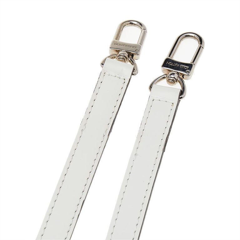 Louis Vuitton White Leather Shoulder Bag Strap In Good Condition For Sale In Dubai, Al Qouz 2