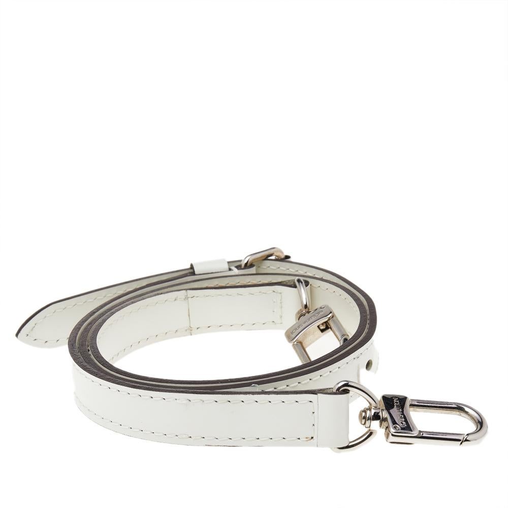 Gray Louis Vuitton White Leather Shoulder Bag Strap