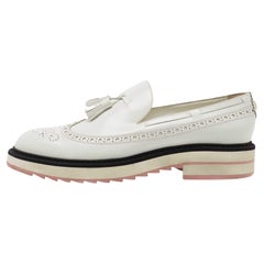 Louis Vuitton White Leather Slip On Loafers Size 39