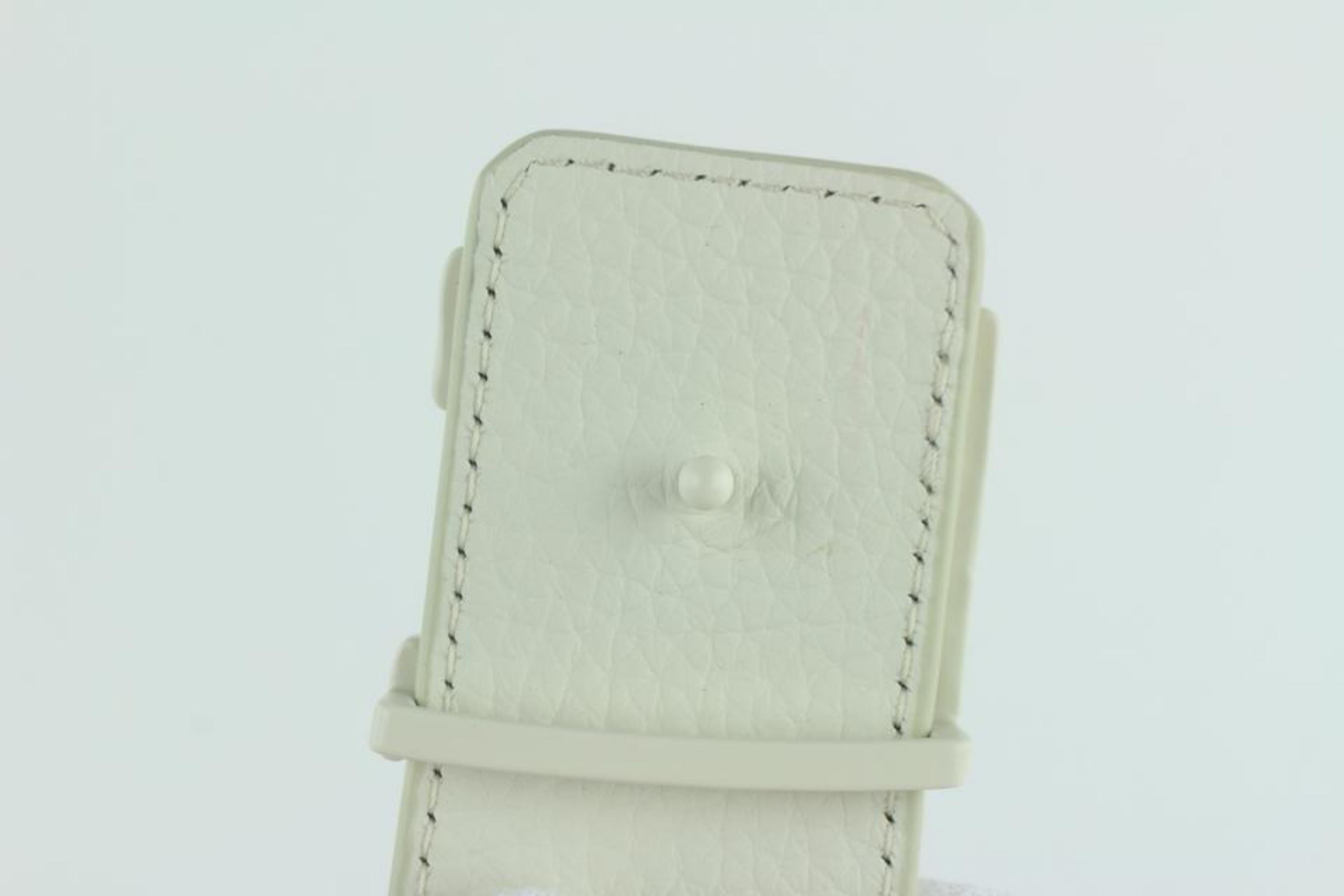 Gray Louis Vuitton White Leather Ss19 Virgil Shape Lv Initiales 40mm 3lz1023 Belt For Sale