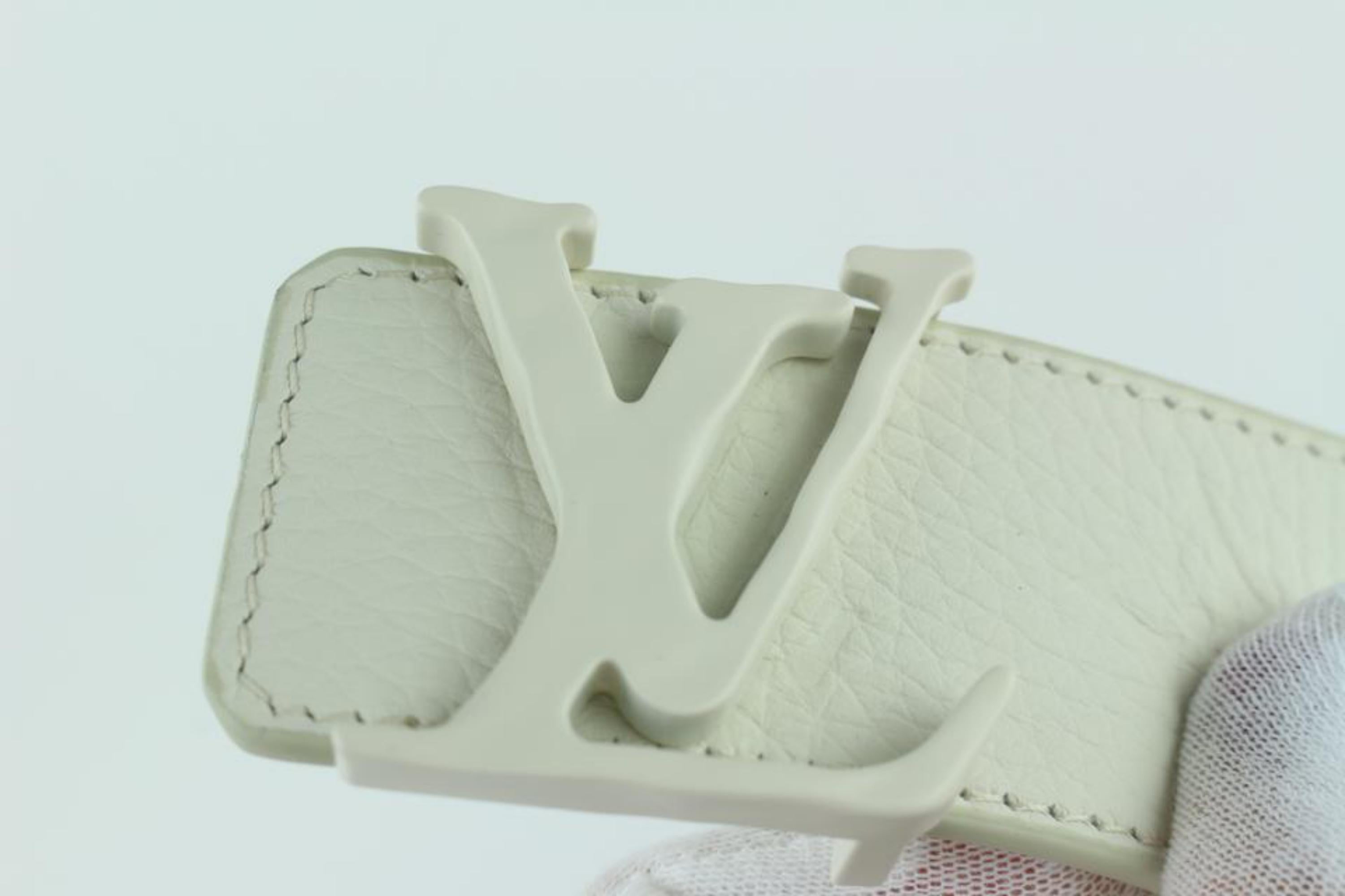 Louis Vuitton White Leather Ss19 Virgil Shape Lv Initiales 40mm 3lz1023 Belt For Sale 1