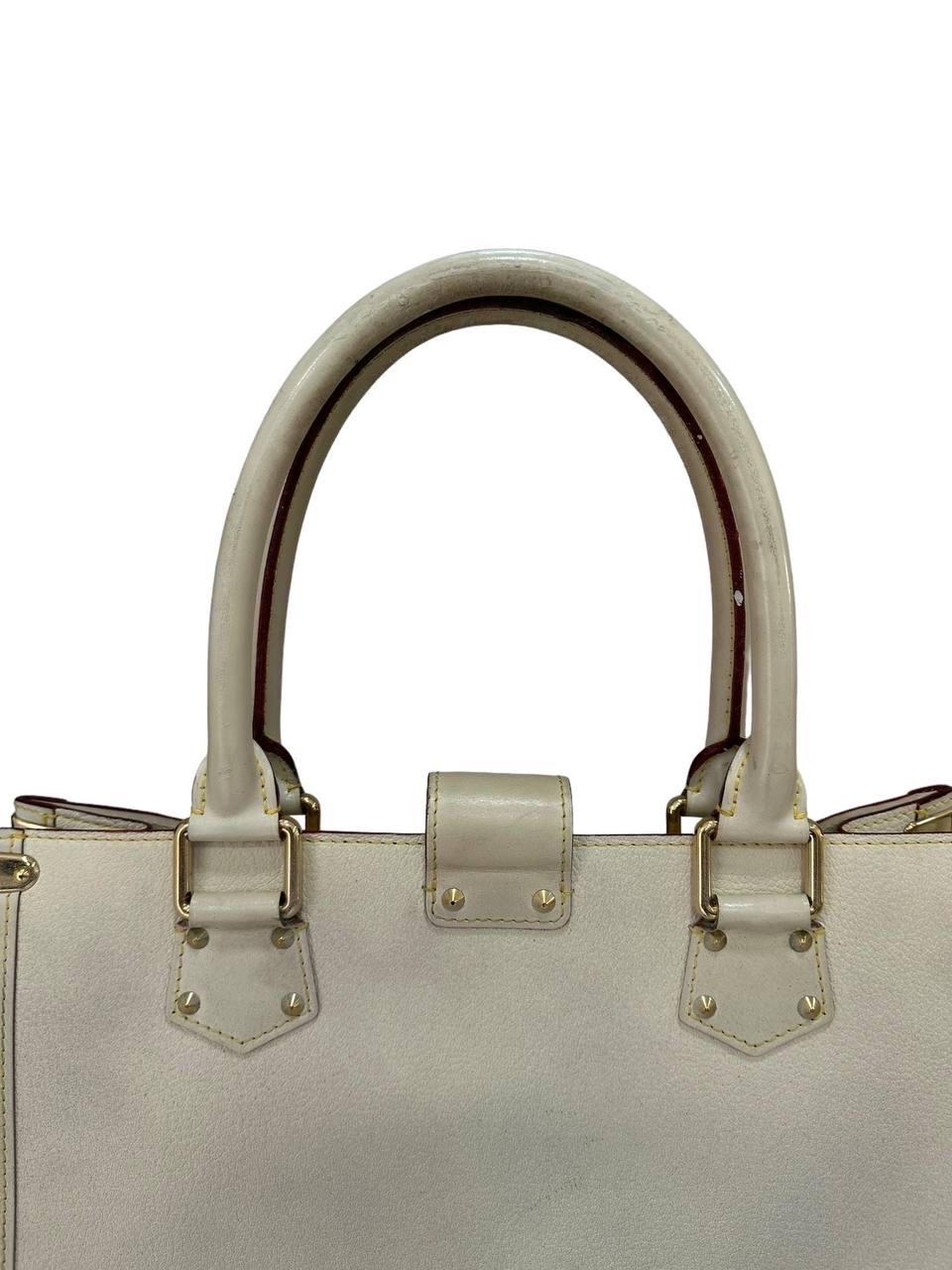 Louis Vuitton White Leather Suhali le Fabuleaux Shoulder Bag In Good Condition For Sale In Torre Del Greco, IT
