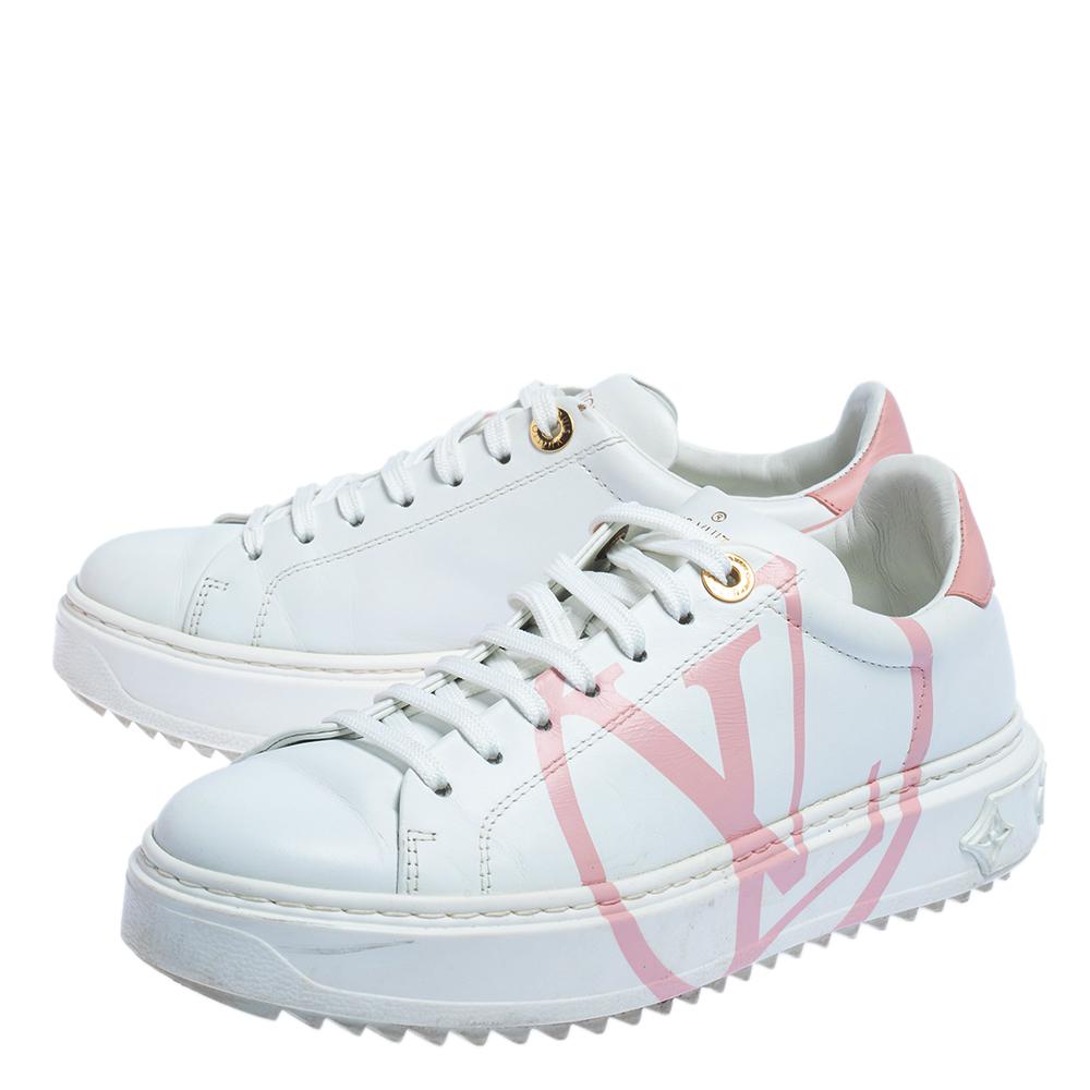 Louis Vuitton White Leather Time Out Low Top Sneakers Size 36 2
