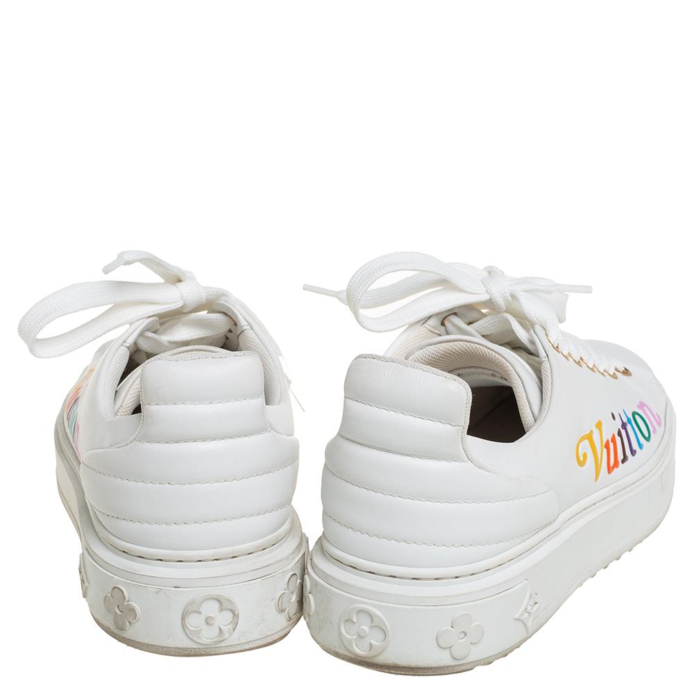 Louis Vuitton Weiß Leder Time Out Turnschuhe Größe 36 (Grau)