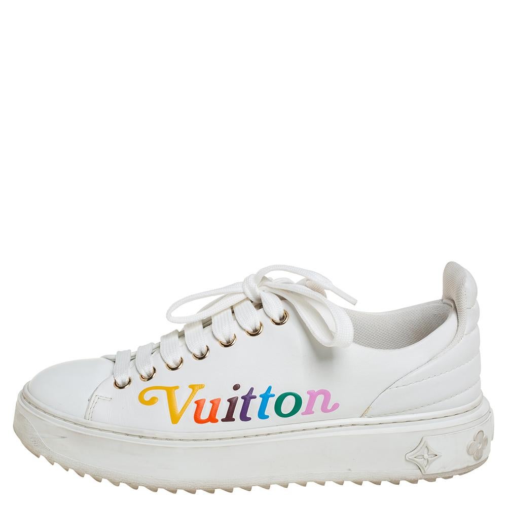 Louis Vuitton Weiß Leder Time Out Turnschuhe Größe 36 Damen