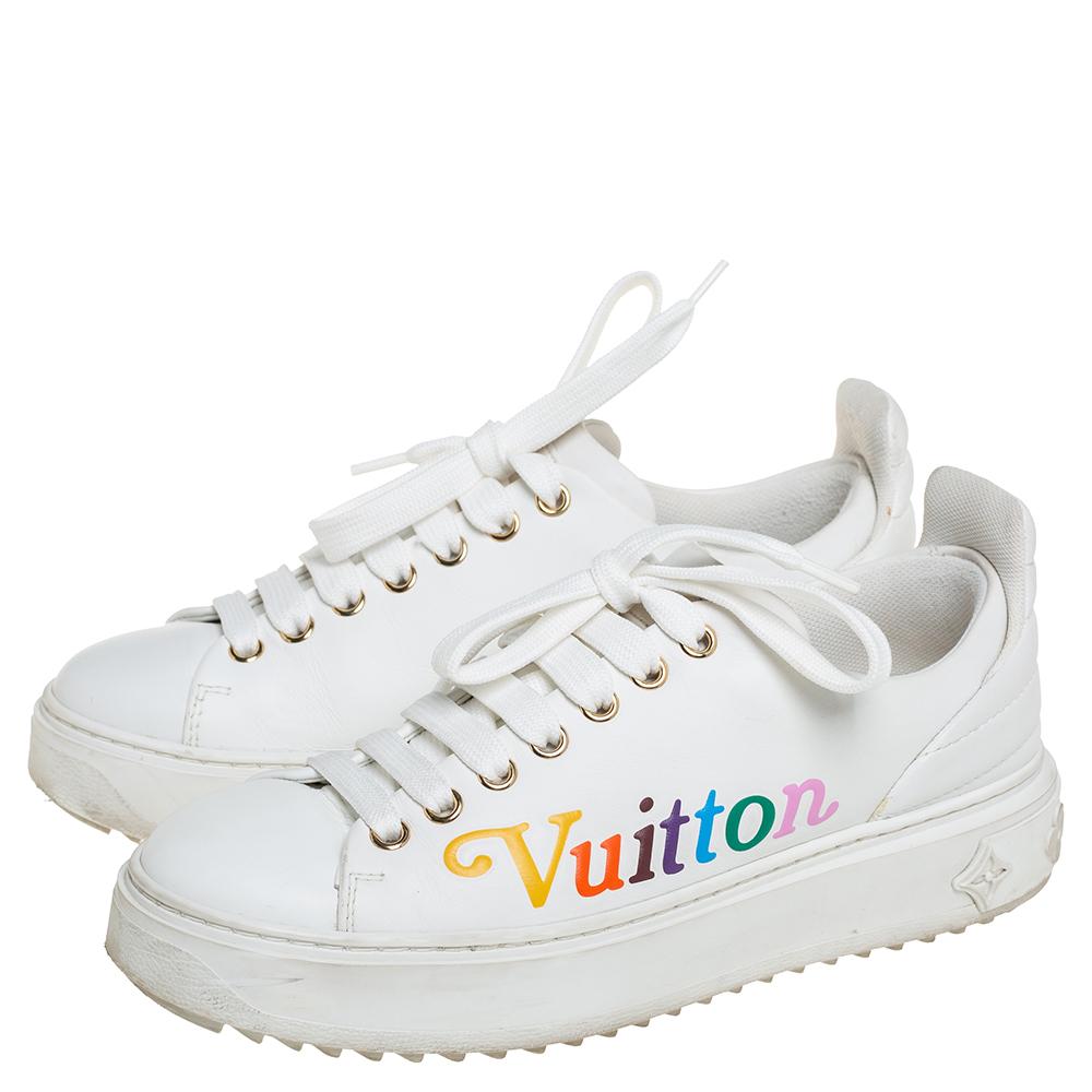 Louis Vuitton Weiß Leder Time Out Turnschuhe Größe 36 2