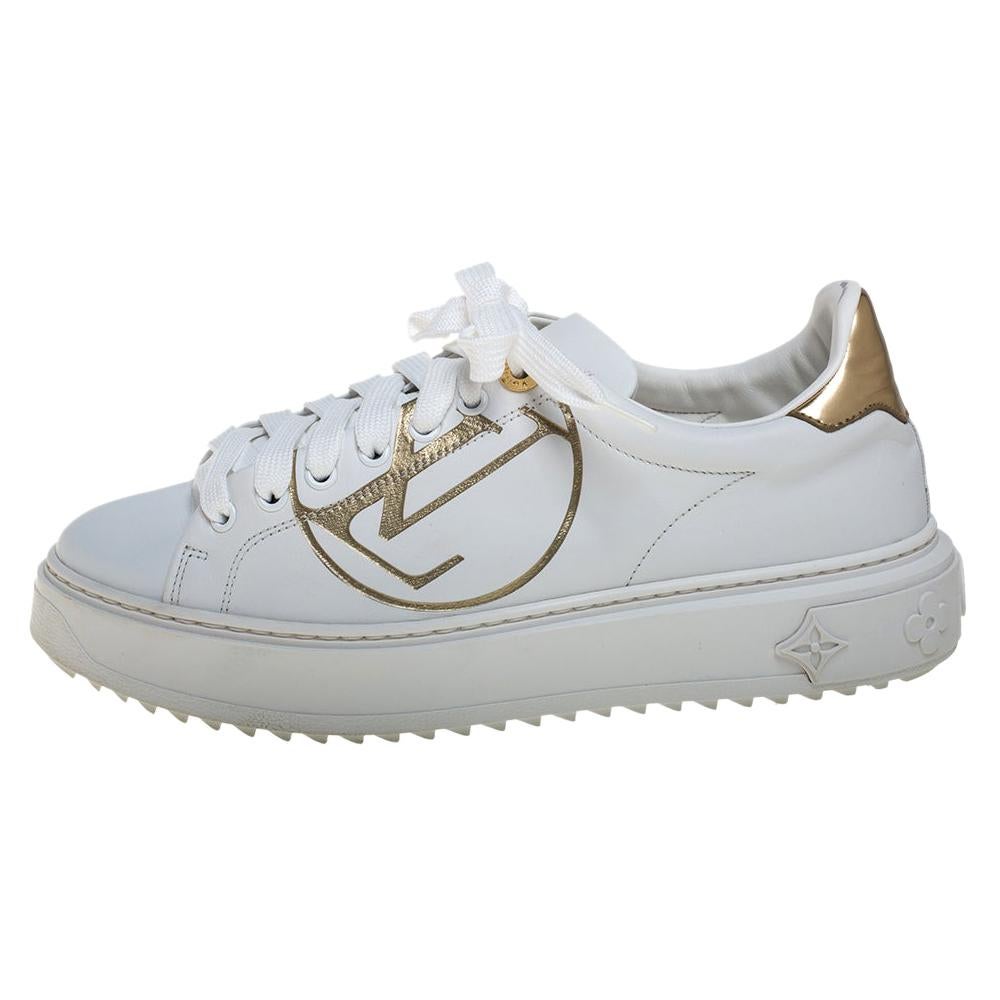 Louis Vuitton White Leather Time Out Sneakers Size 37