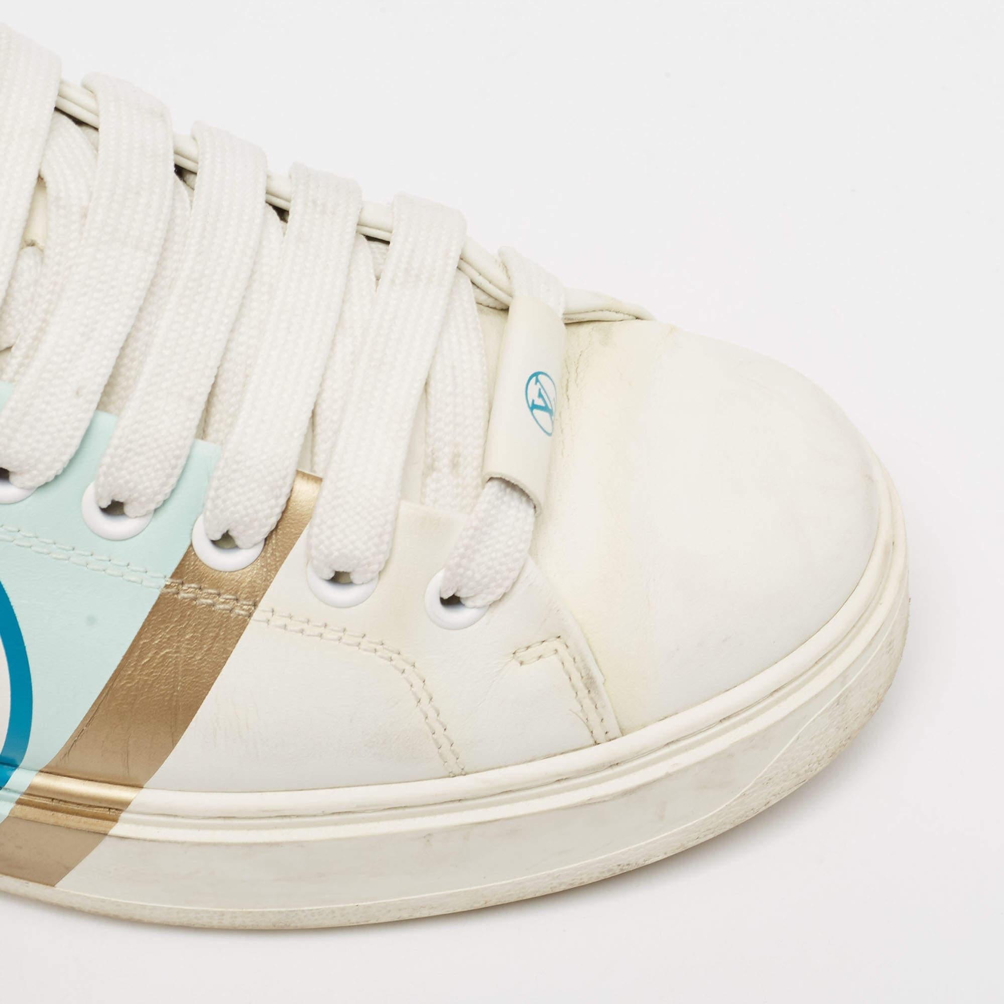 Louis Vuitton Time Out Turnschuhe aus weißem Leder Größe 38 im Angebot 2